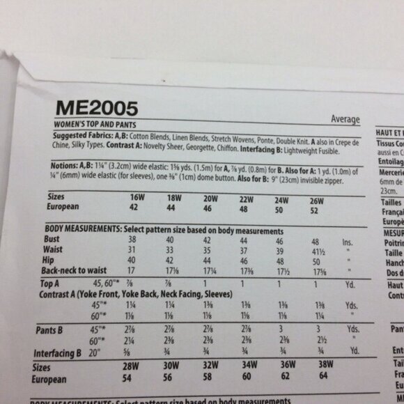 Know Me Womens Top and Pants Sewing Pattern ME2005 Uncut Aaronica Cole 16W-26W - Picture 4 of 9